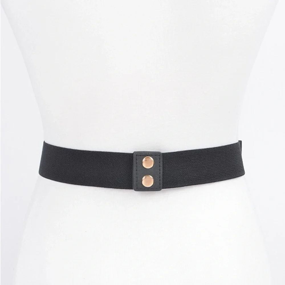 Rhinestone Metallic Plaque Elastic Statement Belt